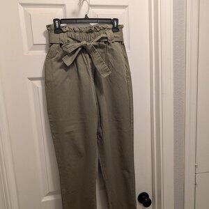 Olive Green Paperbag Pants/Trousers